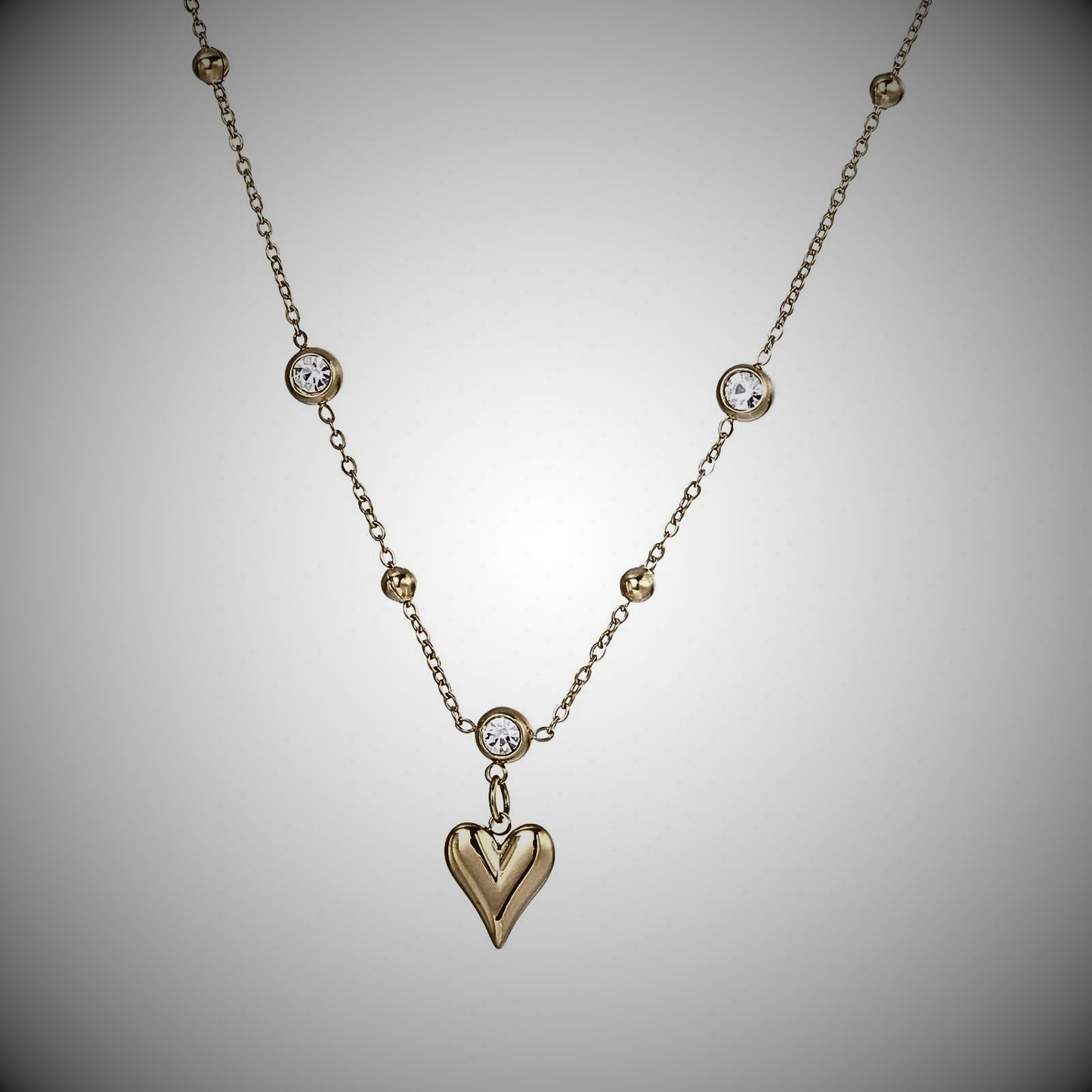 Kristall-Herz-Charm-Halskette - Vondora